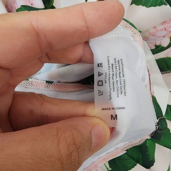 Ruffle Bandeau Hydrangea Split Swimsuit Set Women's Bikini Skirt Floral Print - Picture 6 of 8